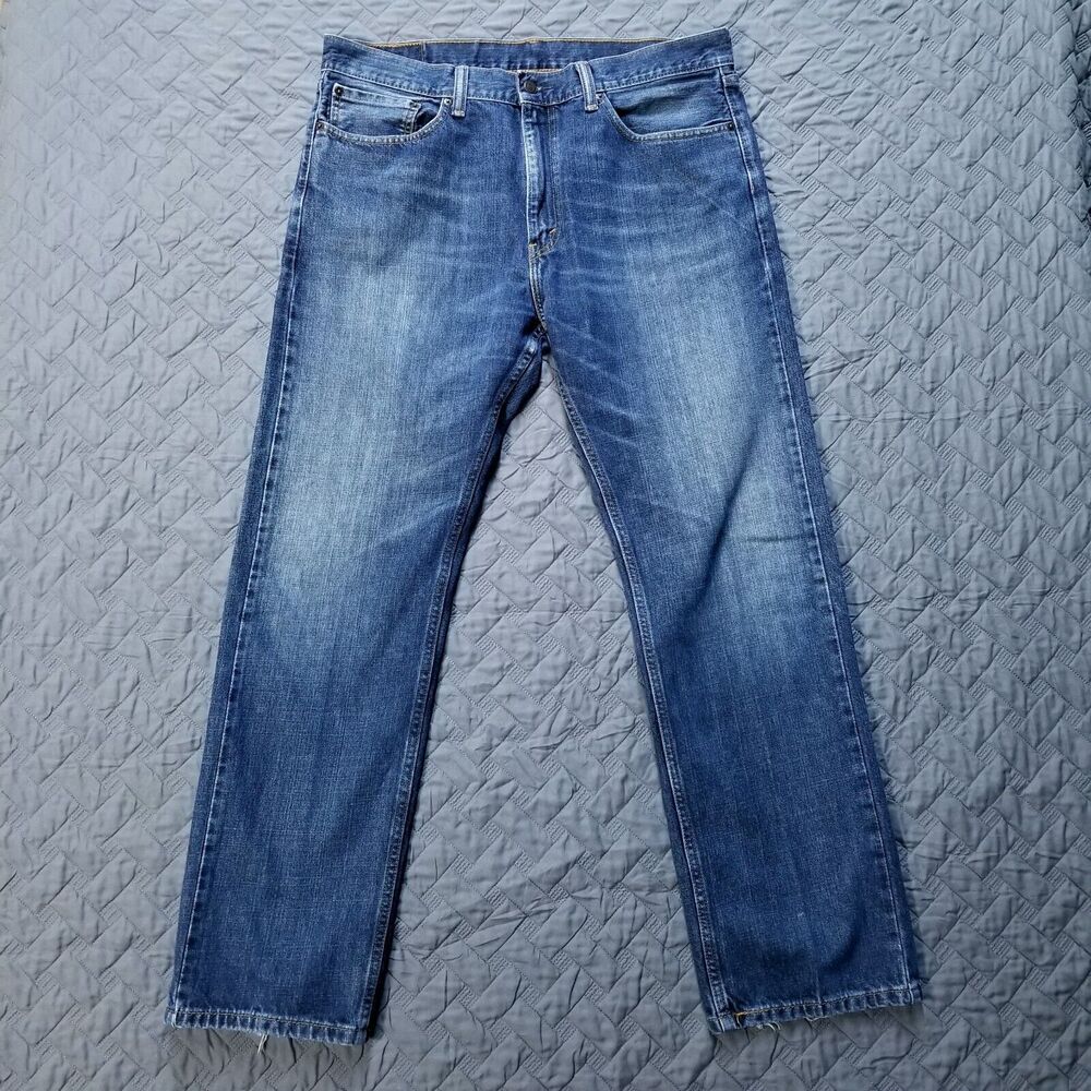 Levis Jeans Mens 36x32 Blue 505 Straight Fit Dark Wash American Denim